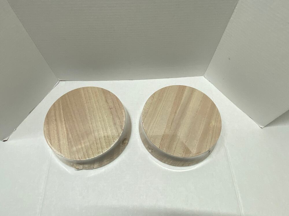 Wood Display Risers Round 2 Count Home Decor Stands New